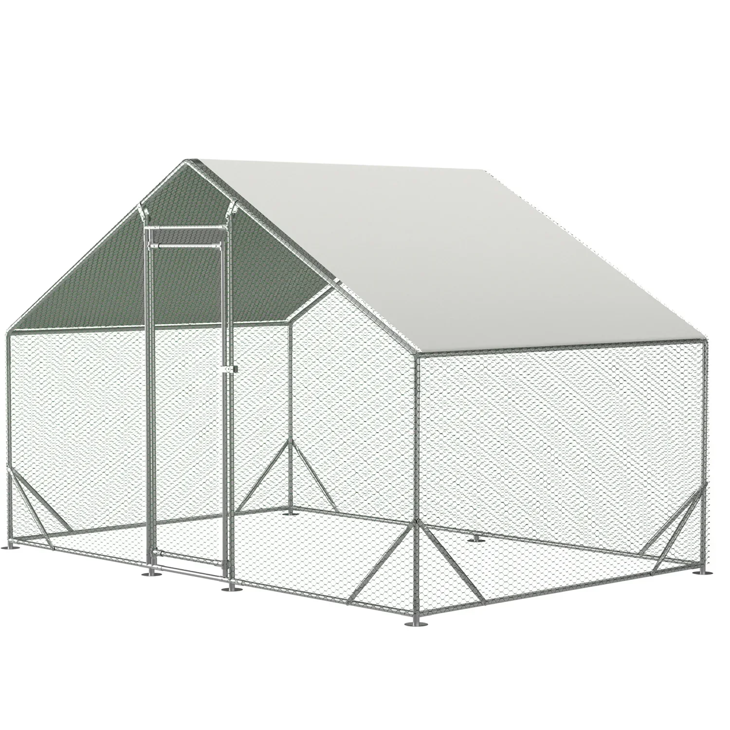 Large Galvanized Metal Chicken Coop With Waterproof Anti-Ultraviolet Cover – 10 L X 6