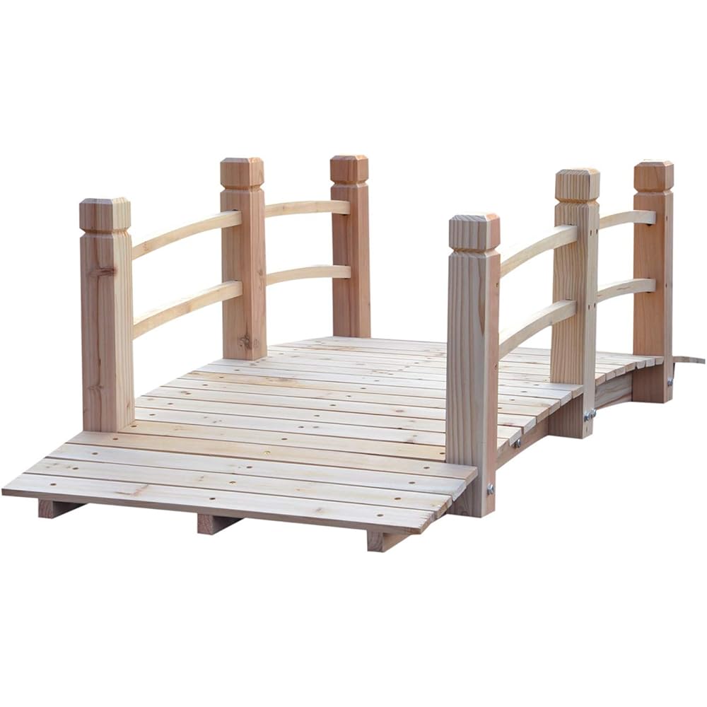 Fir Wood Garden Bridge Walkway With Railings – 60-Inch