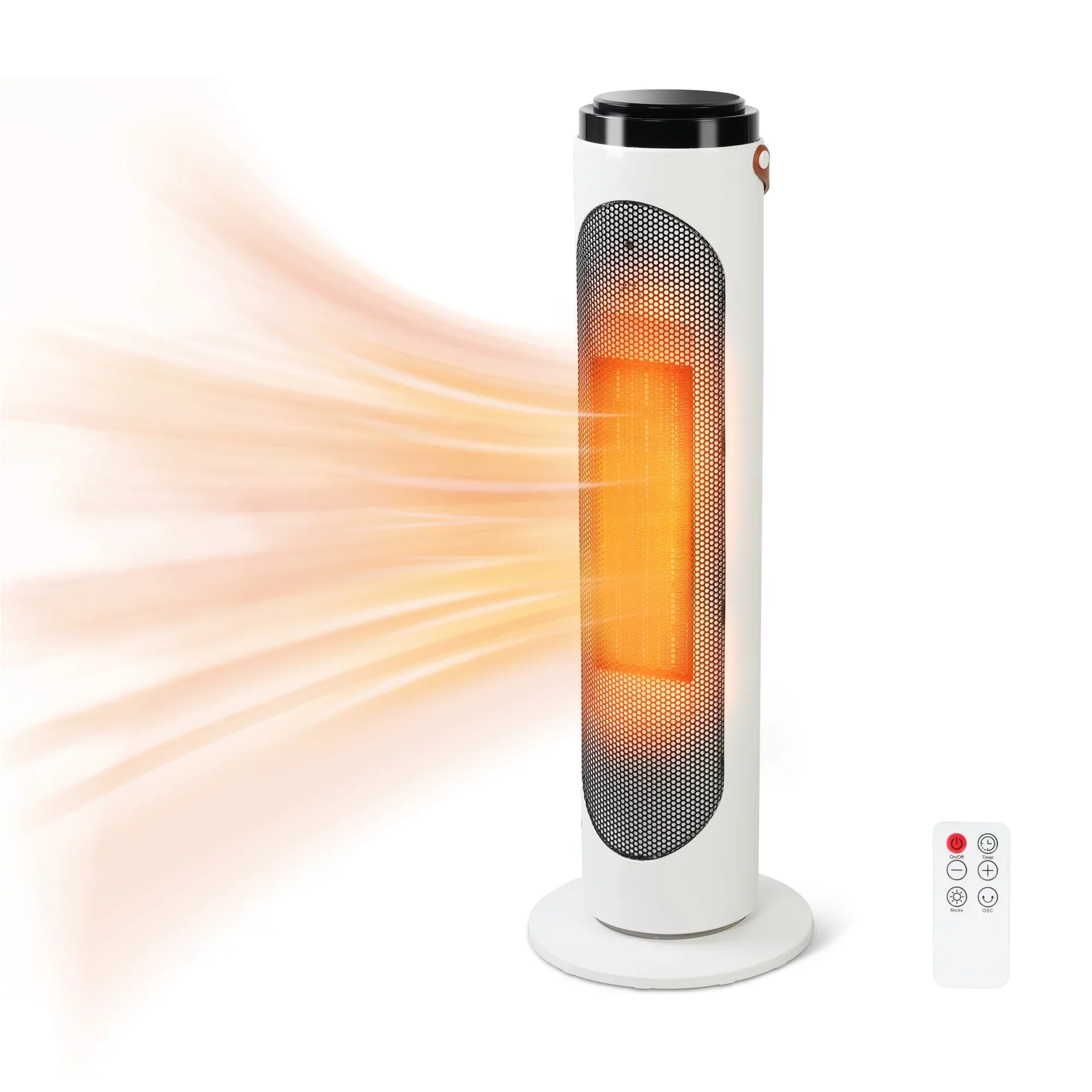 PTC Oscillating Ceramic Space Heater 1500W With Remote And 24-Hour Timer – White