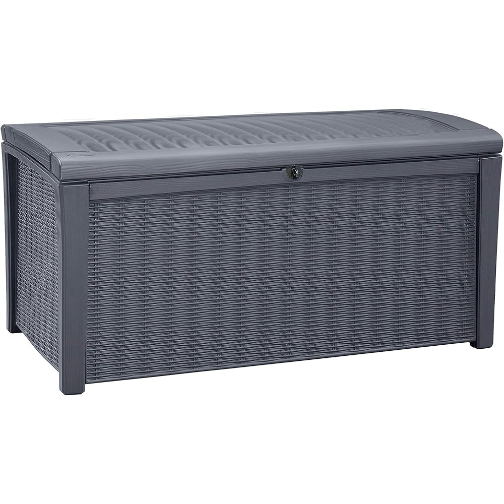 Keter Borneo Outdoor Plastic Storage Box, 110-Gallon, Anthracite, 129.5 x 70 x 62.5 cm – Borneo