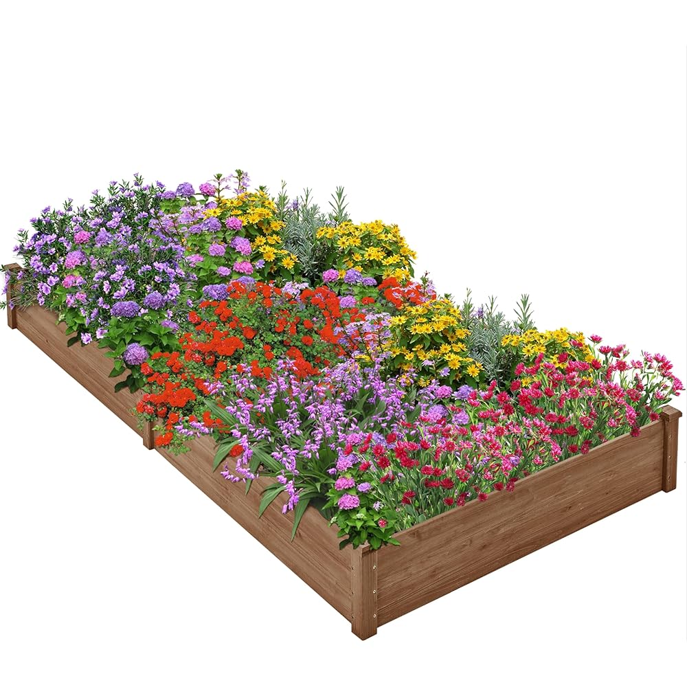 Divisible Wooden Raised Garden Bed 8×4-Foot – Dark Brown