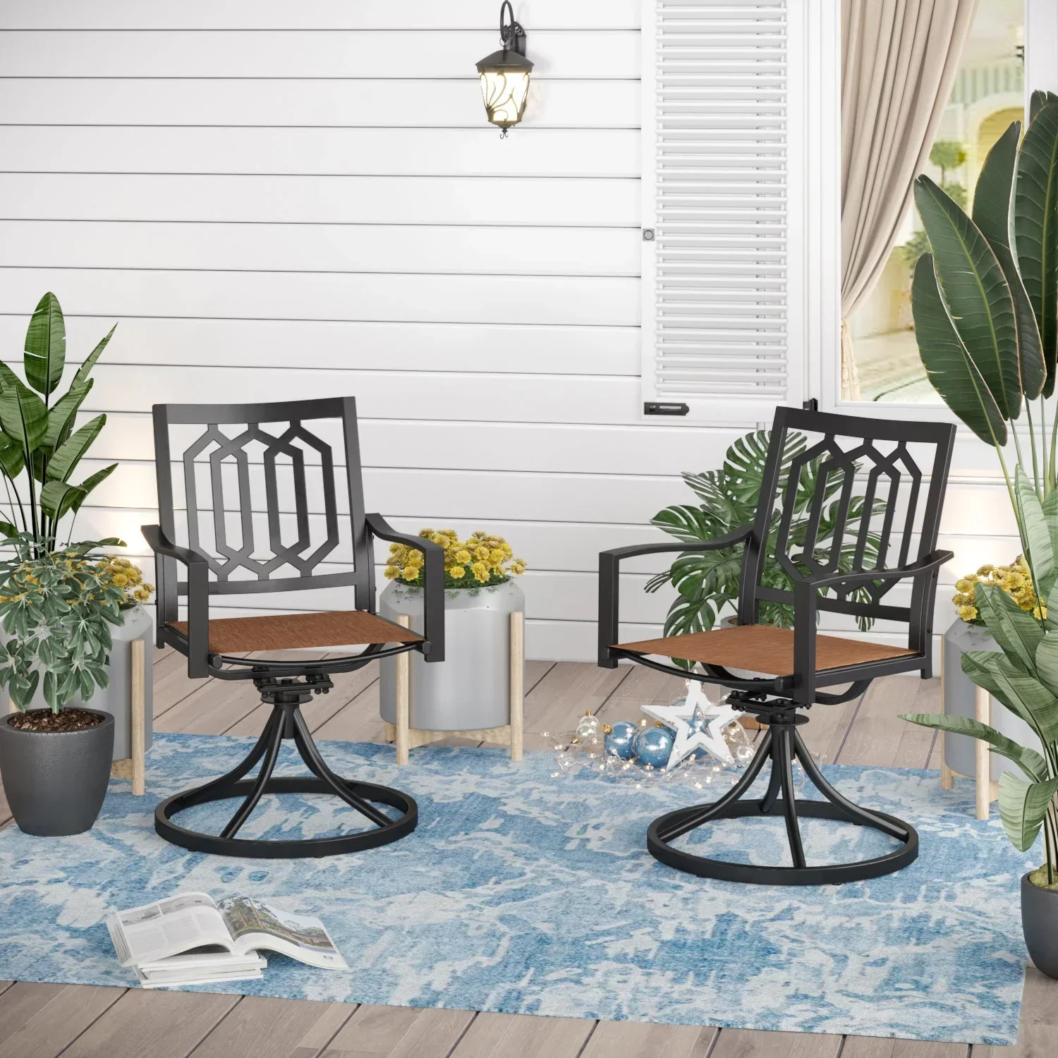 Sophia & William Outdoor Patio Swivel Dining Chairs – Textilene, Set Of 2