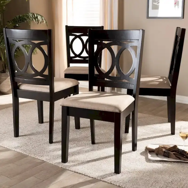 Contemporary 4-Piece Dining Chair Set With Fabric Upholstery – Espresso Brown