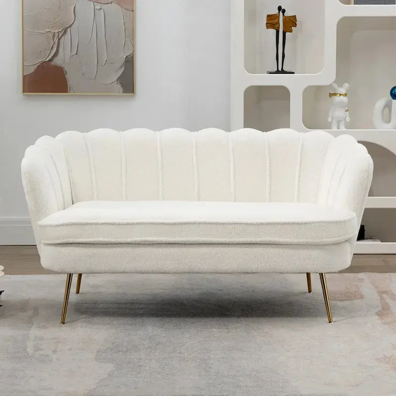 Mid-Century Modern Tufted Loveseat 59in Upholstered Sofa