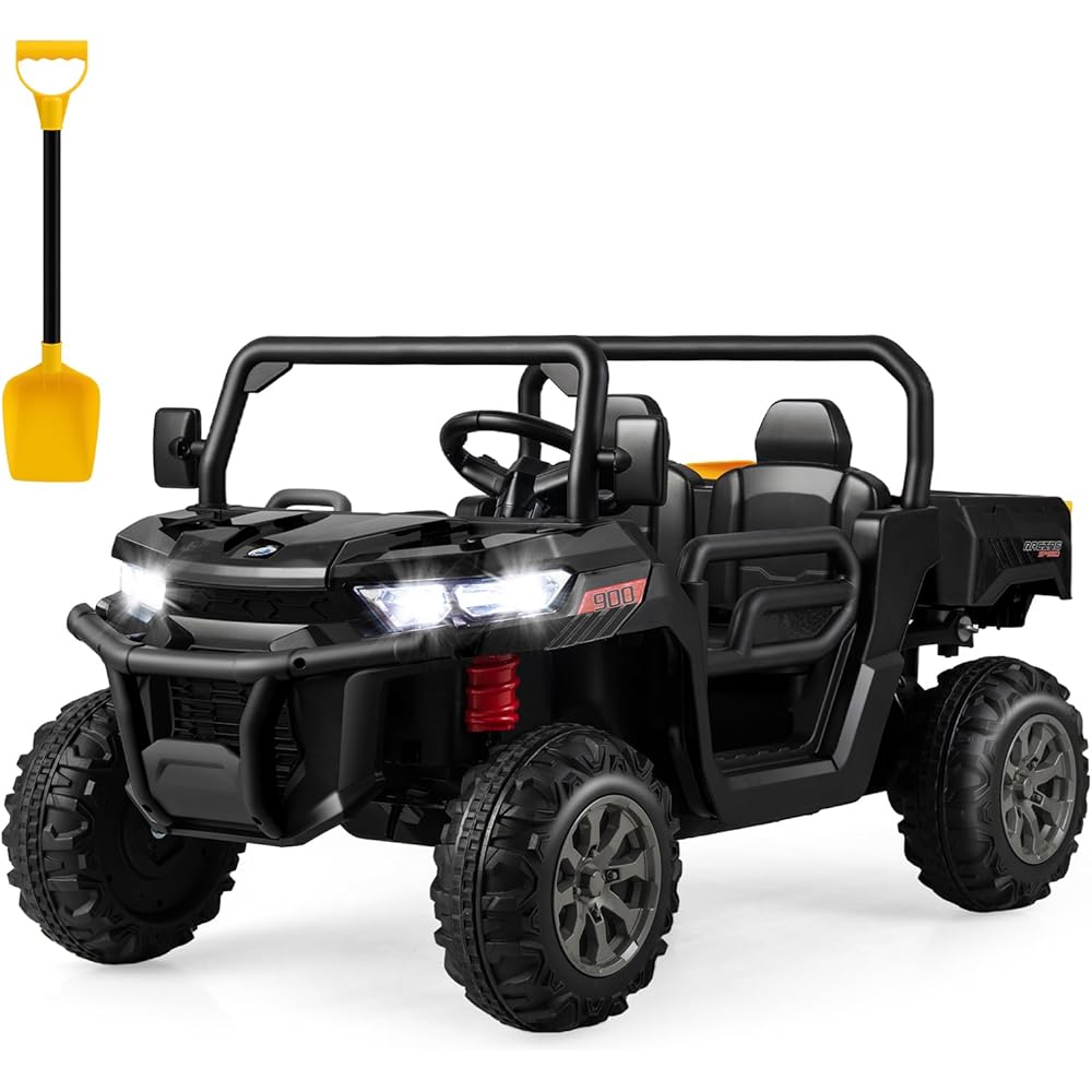 HONEY JOY 12V 2-Seater Kids Ride-On Off-Road Dump Truck – Black