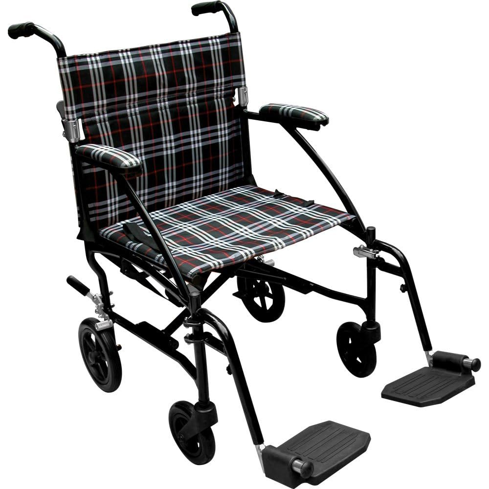 Drive Medical Fly-Lite Lightweight Folding Transport Wheelchair – Black