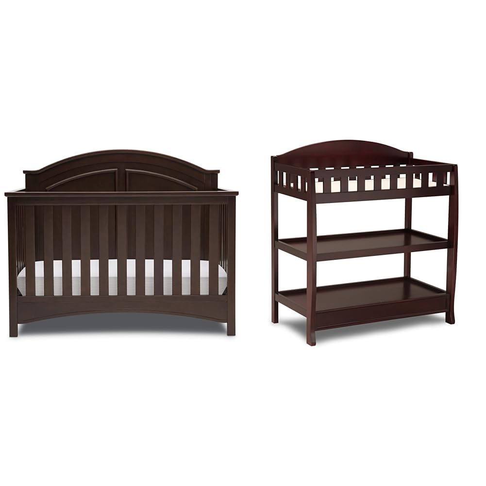 Delta Children Perry 6-in-1 Convertible Crib And Changing Table Set – Walnut Espresso