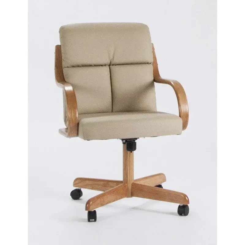 Caster Chair Company Frankie Swivel Armchair, Desert Beige Bonded Leather – C178