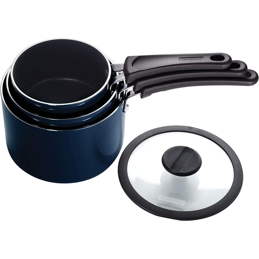 Tramontina 6-Piece Nonstick Aluminum Nesting Saucepan Set – Naval Blue