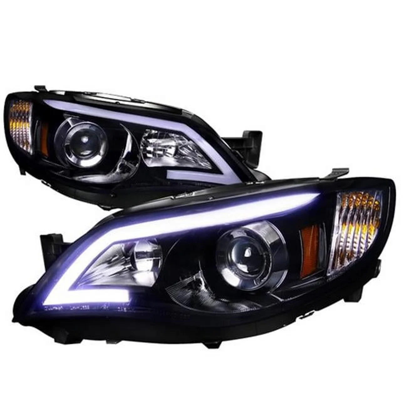 Smoke Gloss Black Housing Projector Headlights With LED Day Time Running Light Strip For 08 To 13 Subaru Impreza – 11 x 24 x 25 in