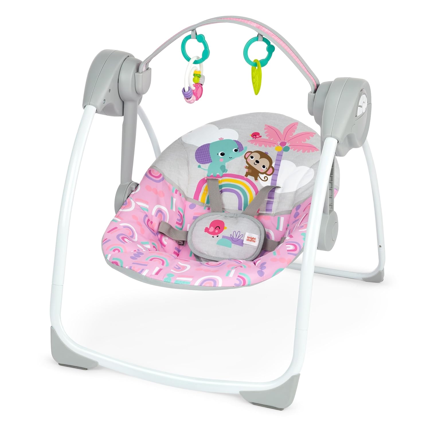 Bright Starts Portable Compact Automatic Baby Swing – Pink Paradise
