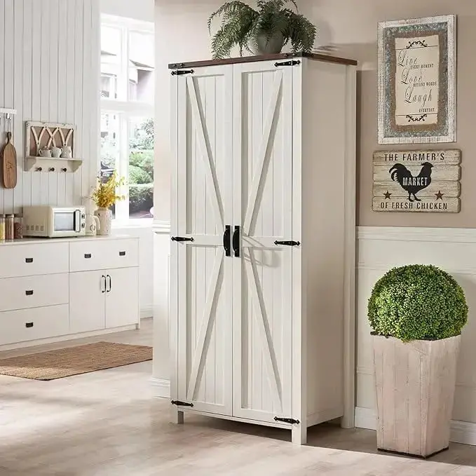 Farmhouse Armoire Cabinet With Adjustable Shelves, 20D x 32W x 72H