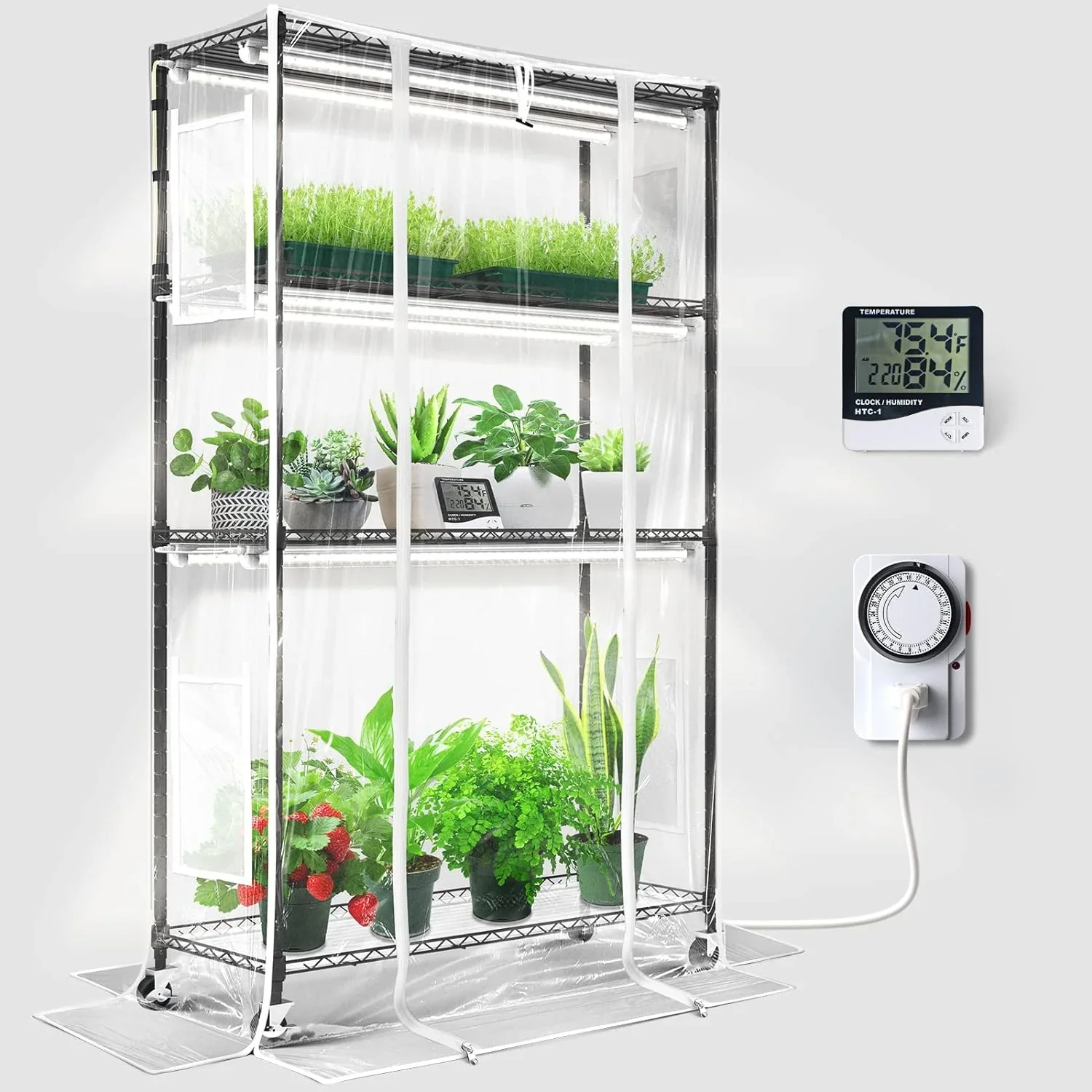 Barrina 4-Tier Mini Greenhouse With 6pcs 3ft T8 LED Grow Lights, 35.4 x 13.8 x 59in – INWT80421265Ec
