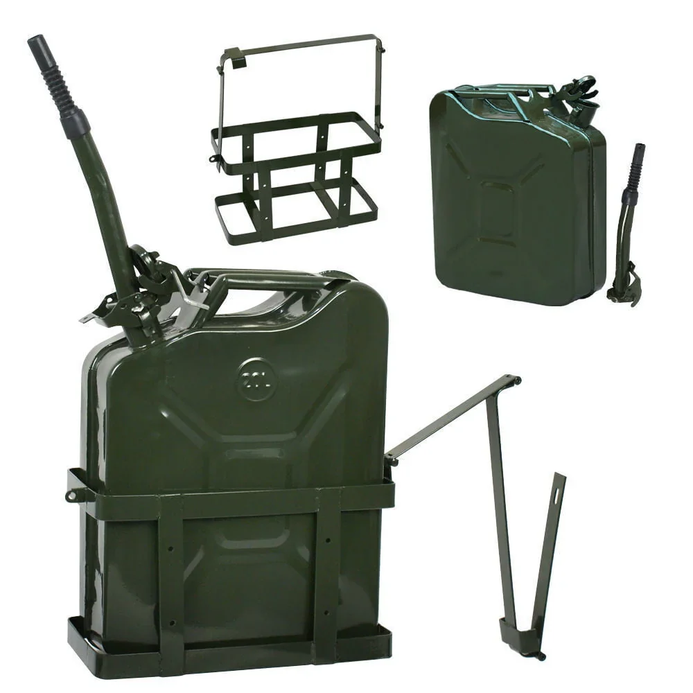 Segawe Steel Jerry Can With Holder, 20L / 5 Gallons, Green