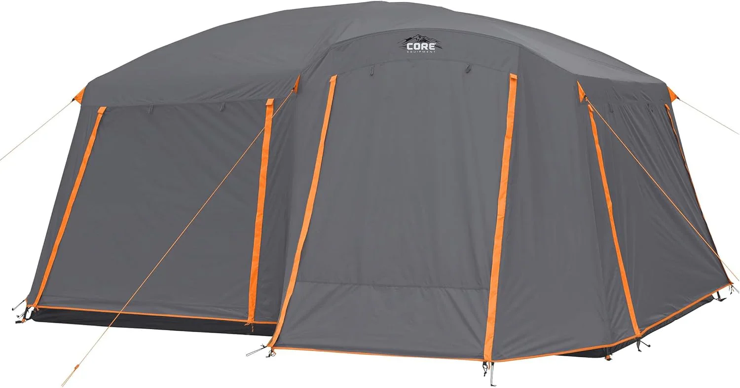 CORE 12 Person Straight Wall Cabin Tent, 16 x 11 Feet, Orange – SUVELAM