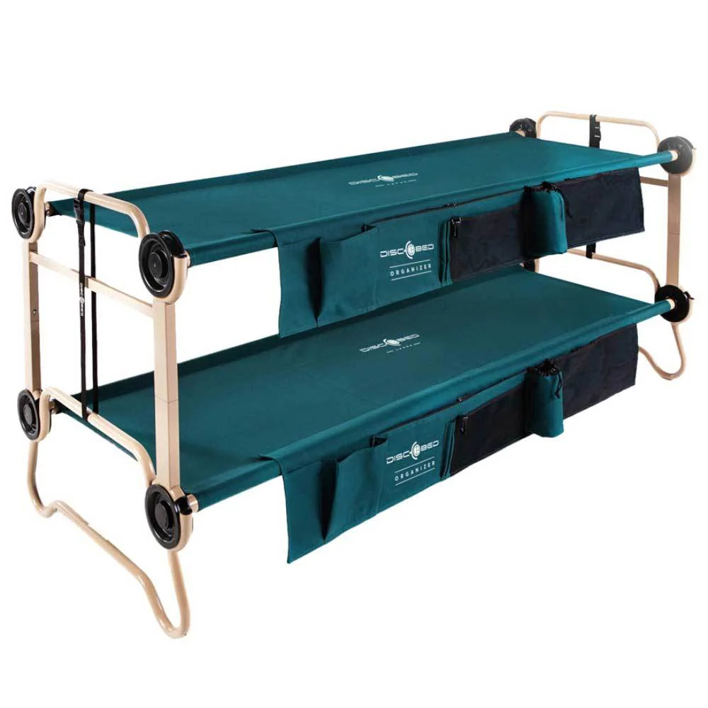Disc-O-Bed Large Cam-O-Bunk Benchable Double Cot With Storage Organizers, Green