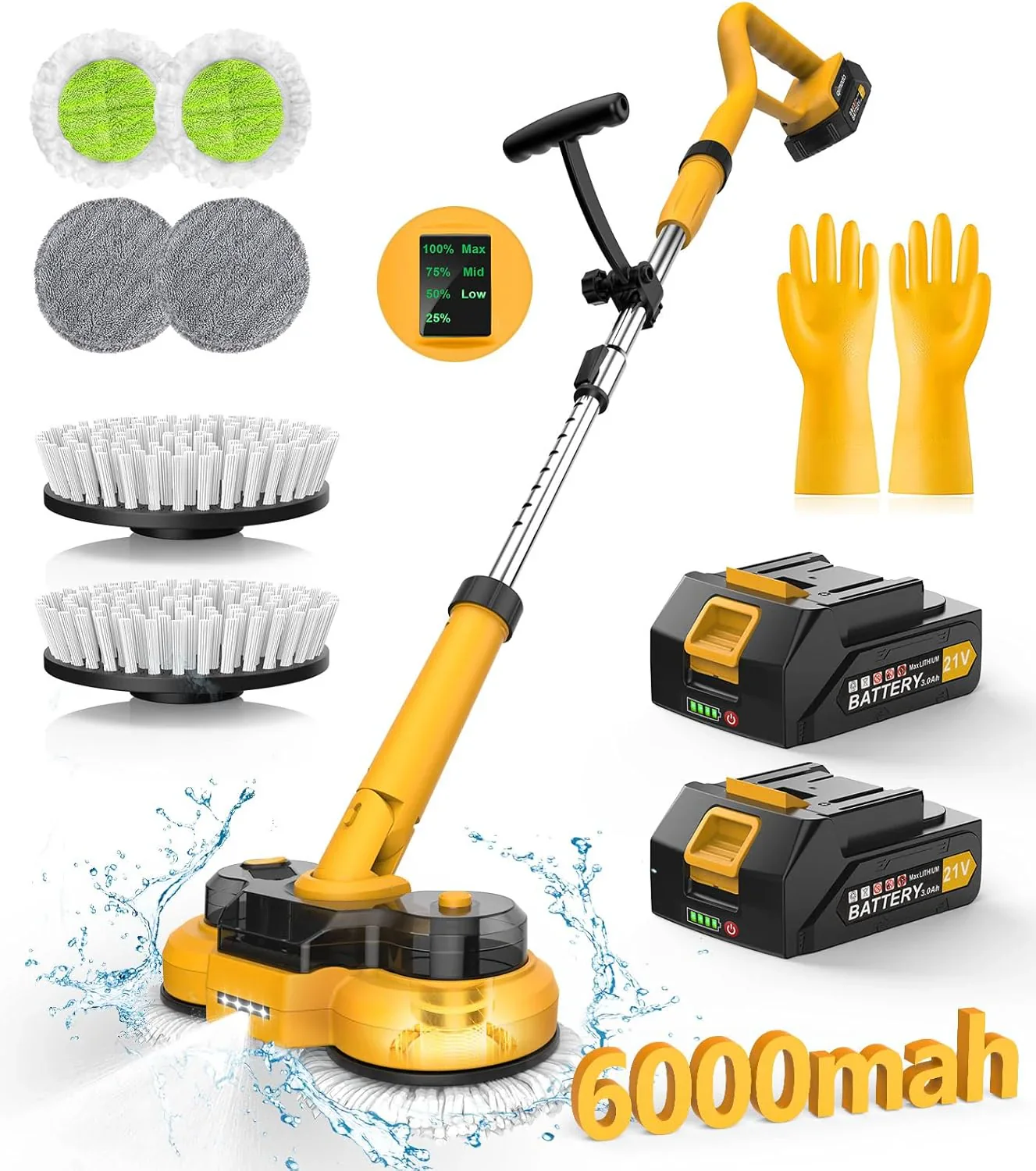 qimedo 2-in-1 Cordless Electric Mop And Power Scrubber, 6000mAh, 800RPM – M1 YD-QJS1804SS-PRO1