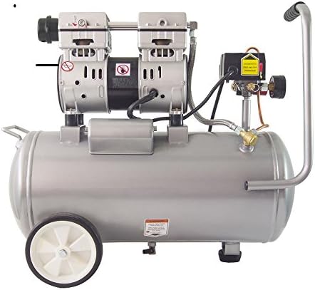California Air Tools Ultra Quiet Oil-Free Air Compressor, 1.0 HP, 8 Gallon, 120 PSI, Silver – 8010