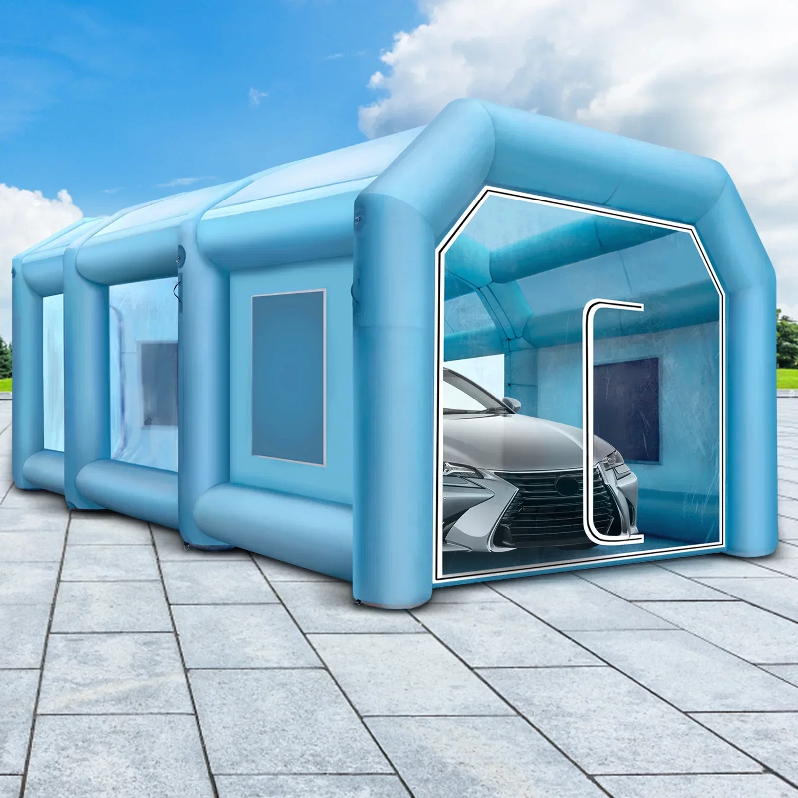 SKYSHALO Inflatable Paint Booth With Filter System, 33×16.4×11.5ft