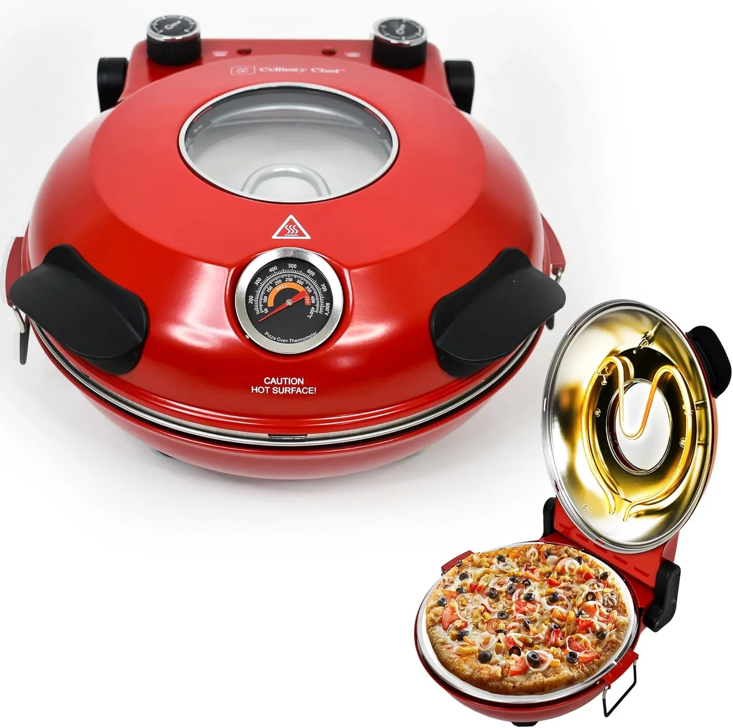Electric Pizza Oven With Ceramic Stone, 1200W, 12 in Capacity – CCPP1200