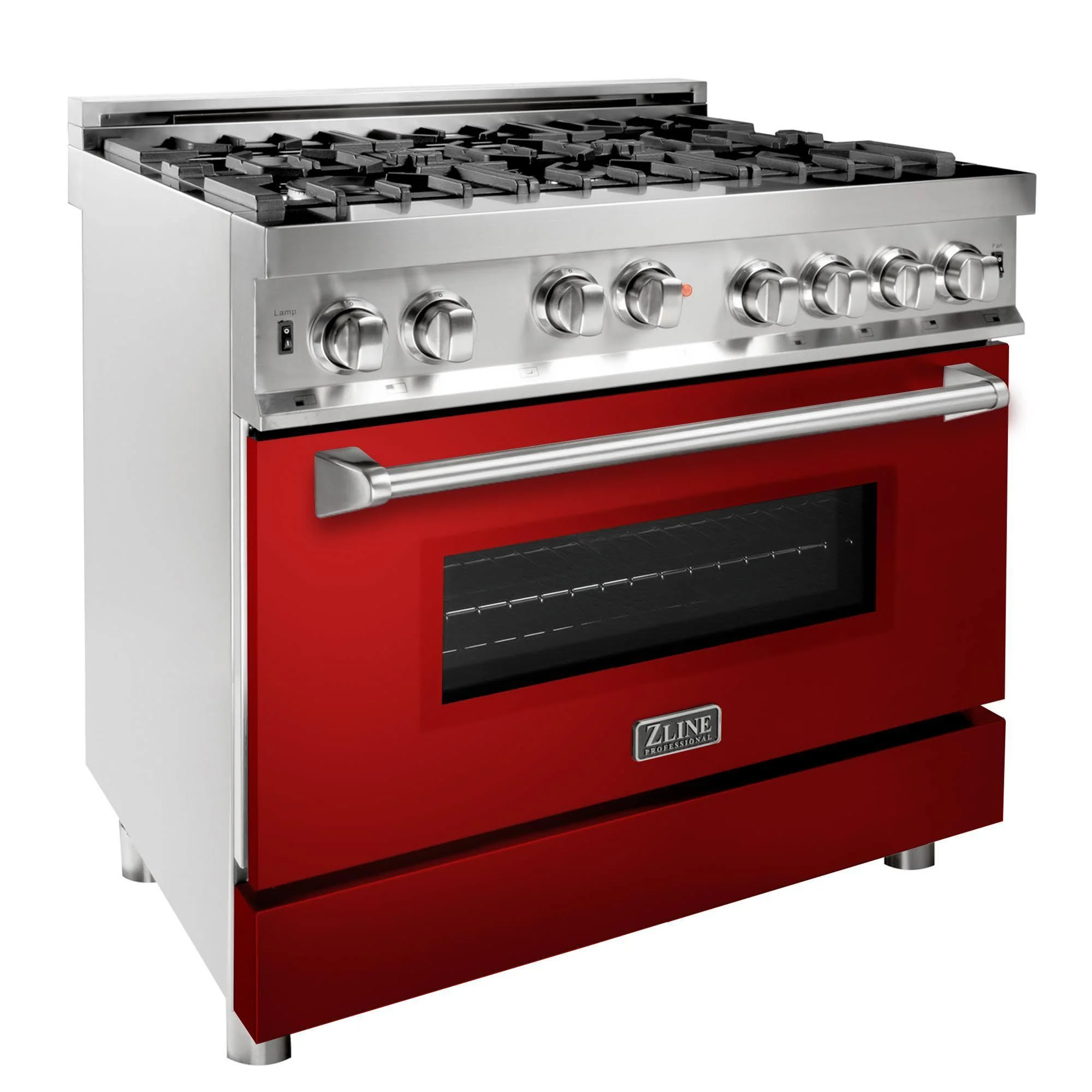 Professional Gas-on-Gas Range, 36 in, 6 Burner, Red Gloss Door