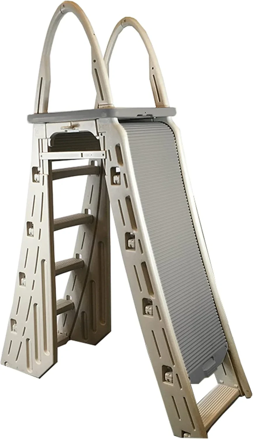 Confer Plastics Adjustable A-Frame Pool Safety Ladder, 48 to 56 in, Warm Grey – 7200