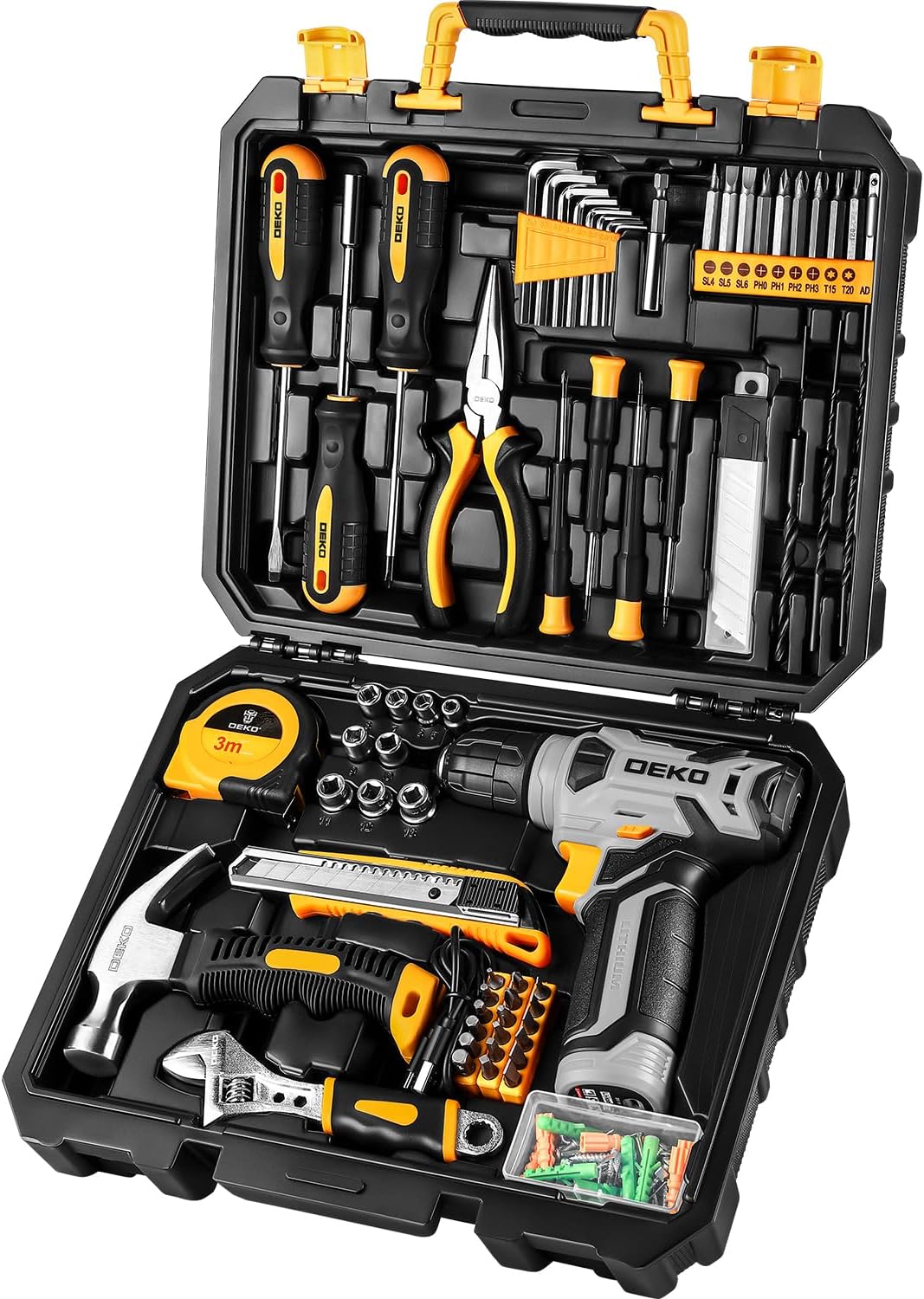 DEKOPRO 126 Piece Home Tool Kit With 8V Cordless Drill – DKMT126-G