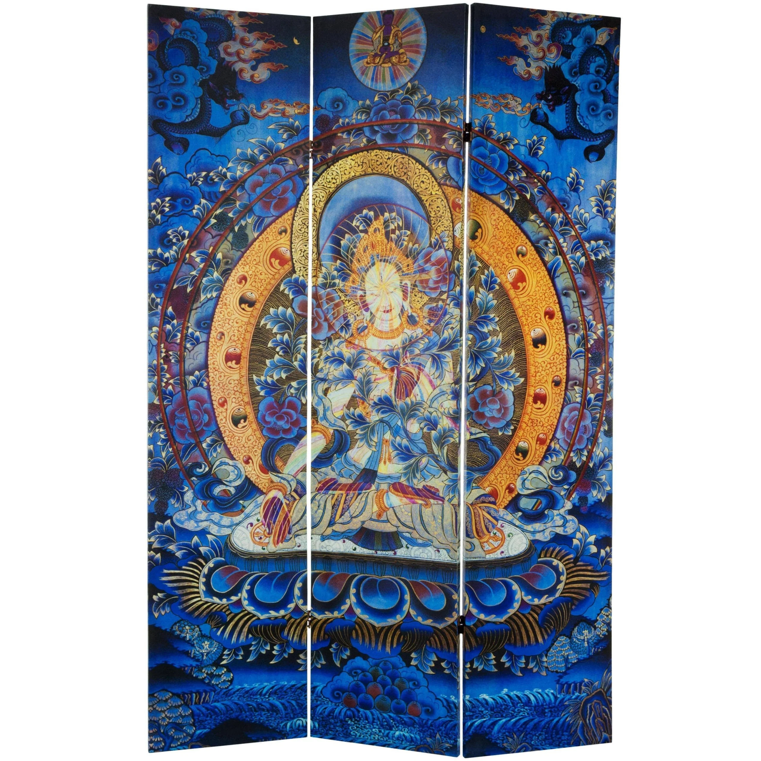 Tara Tibetan Double-Sided Canvas Room Divider – 6 ft. Tall