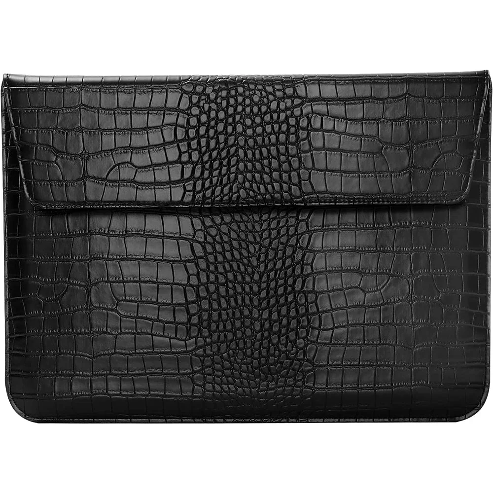 Black Faux Crocodile PU Leather Laptop Sleeve Case – 11/13/15 inch