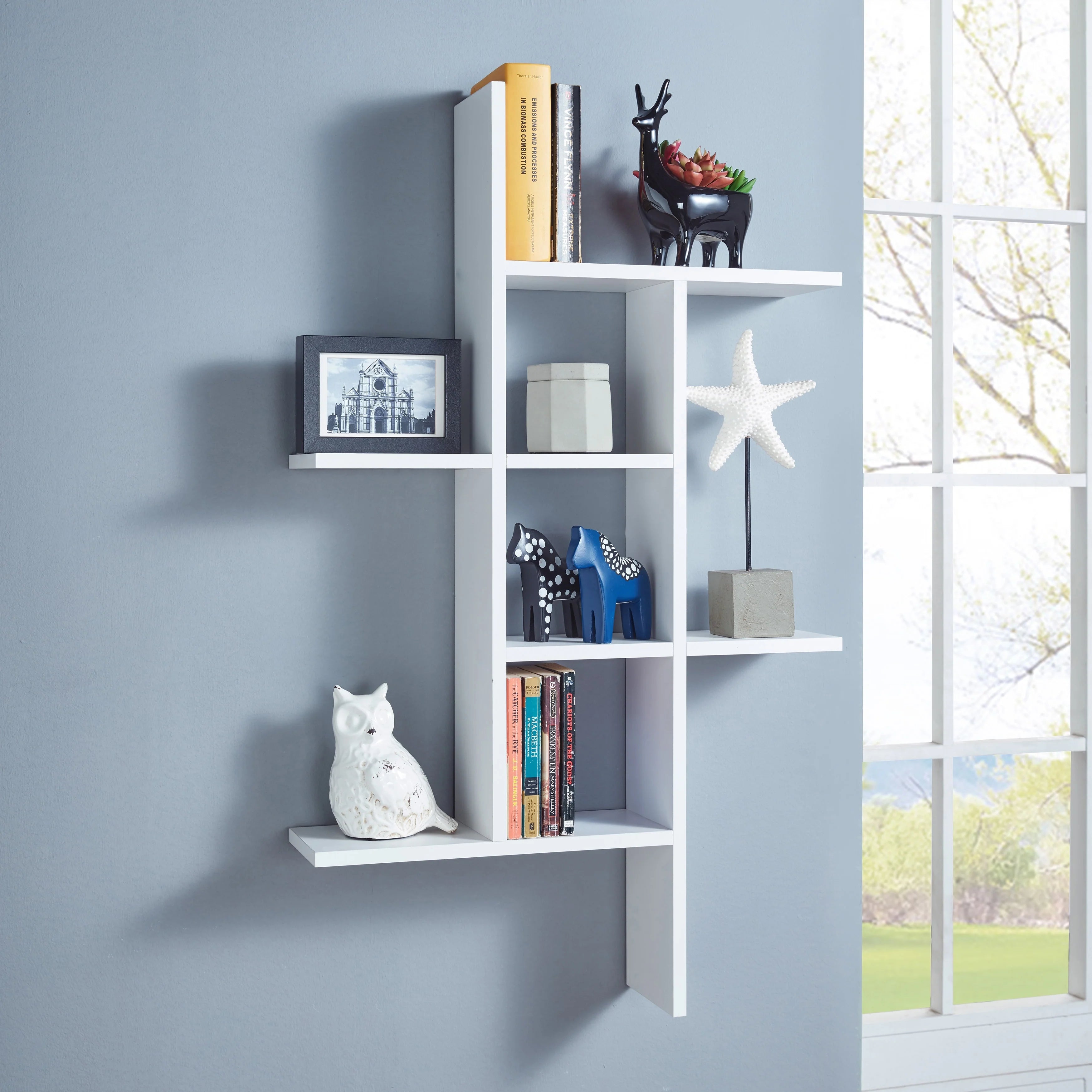 Cantilever Floating Wall Shelf, 24 x 5.75 x 40 in Laminated MDF