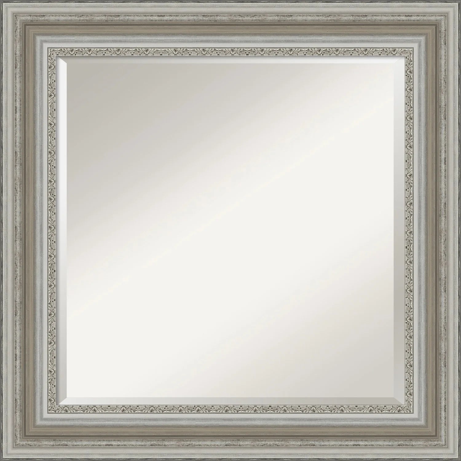 Silver Beveled Decorative Bathroom Wall Mirror – 3-Inch Wide Frame