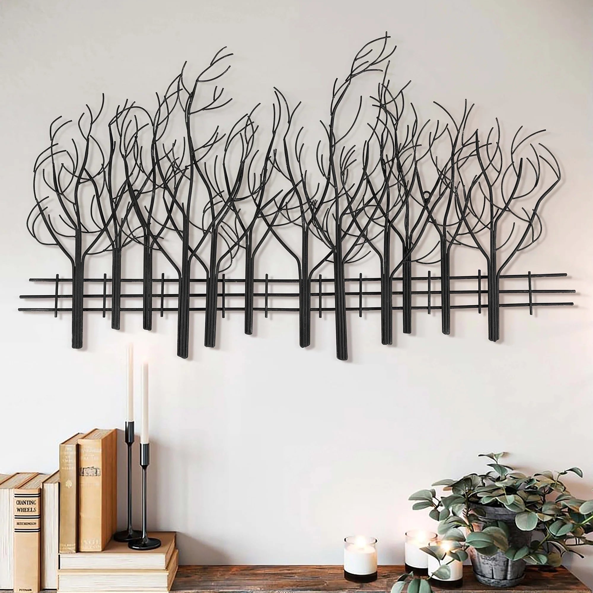 Black Metal Tree Wall Decor – Modern Forest Design Wall Art Sculpture