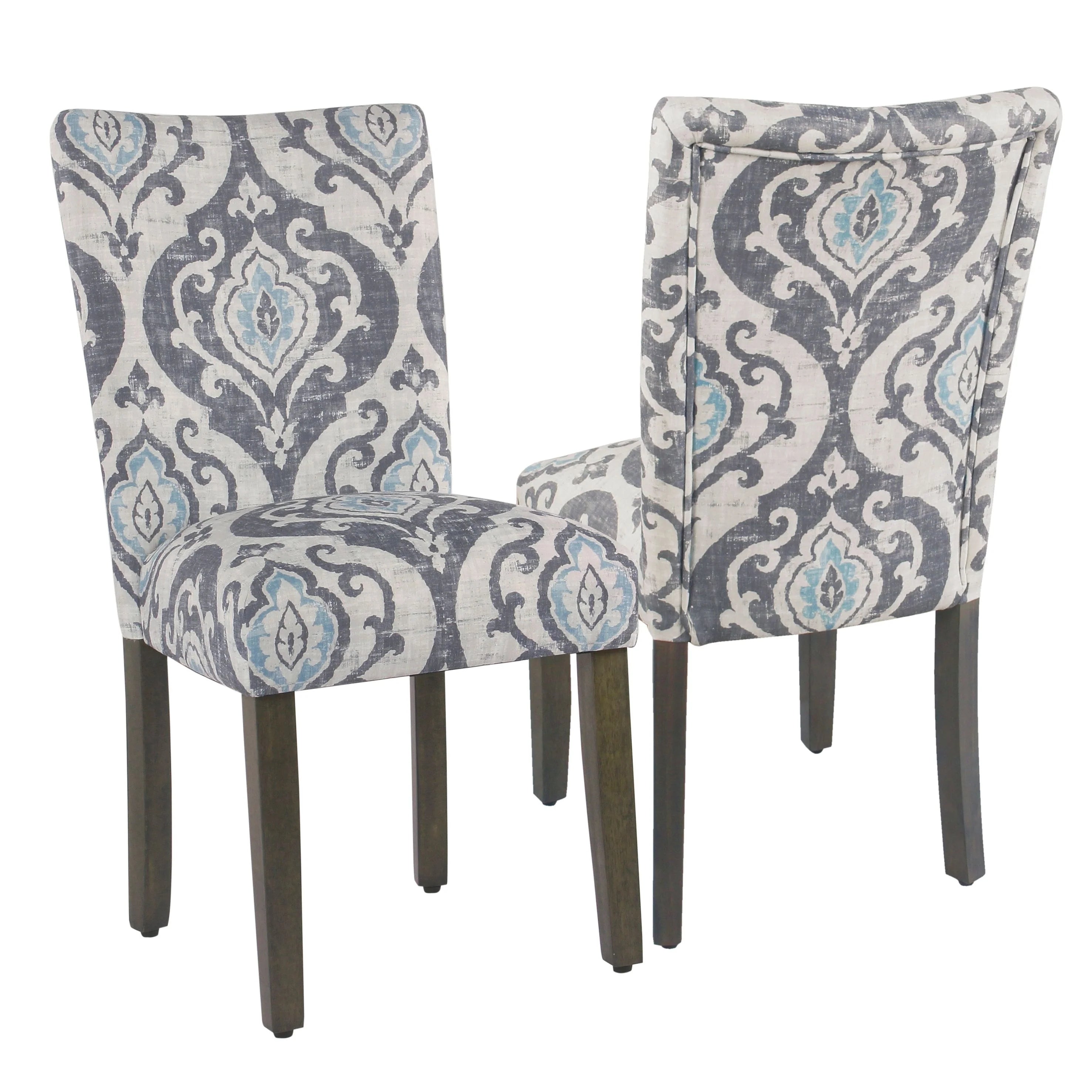 Set Of 2 Upholstered Parsons Dining Chairs, 38 in H x 19 in W x 23.5 in D