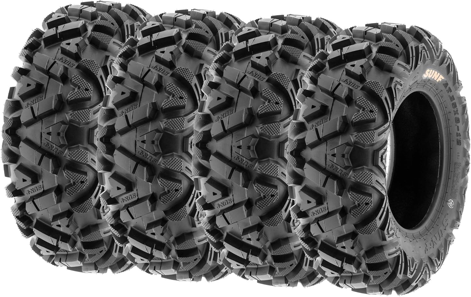 ATV UTV All-Terrain Replacement Tires Set Of 4, 25×8-12 Front And 25×10-12 Rear