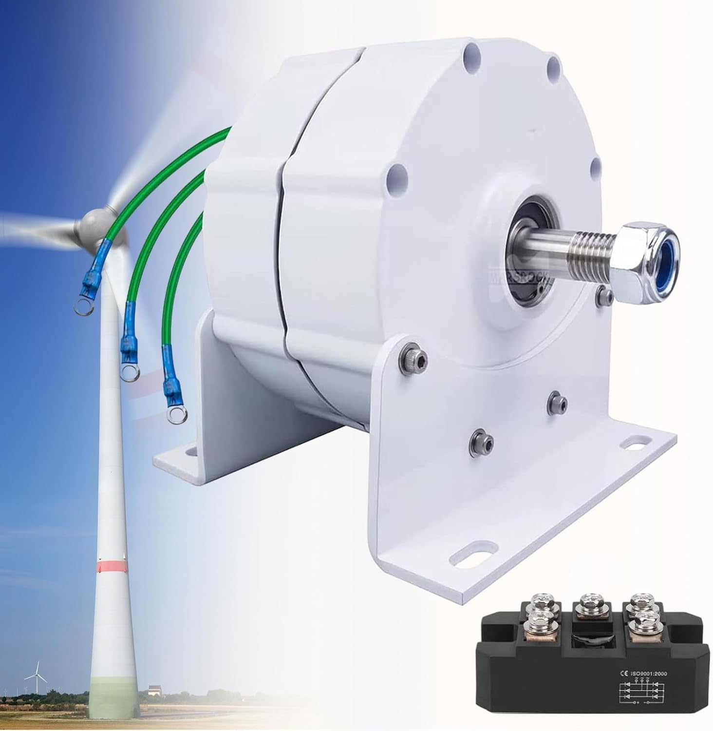 12,000W Low-RPM Permanent Magnet Gearless Generator for Wind and Water Turbines – 12V/24V/48V/120V/220V
