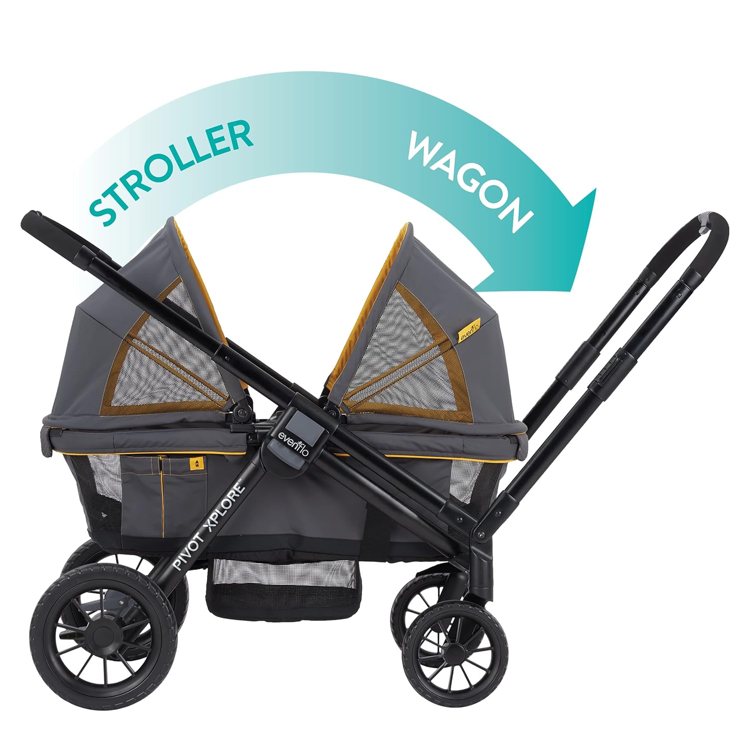 2-in-1 All-Terrain Baby Stroller Wagon With Canopy And Storage – Gray