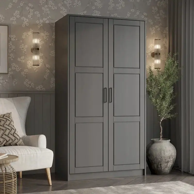 Palace Imports 2-Door Solid Wood Wardrobe Armoire, 37.75 W x 72 H x 23.75 D – Urban