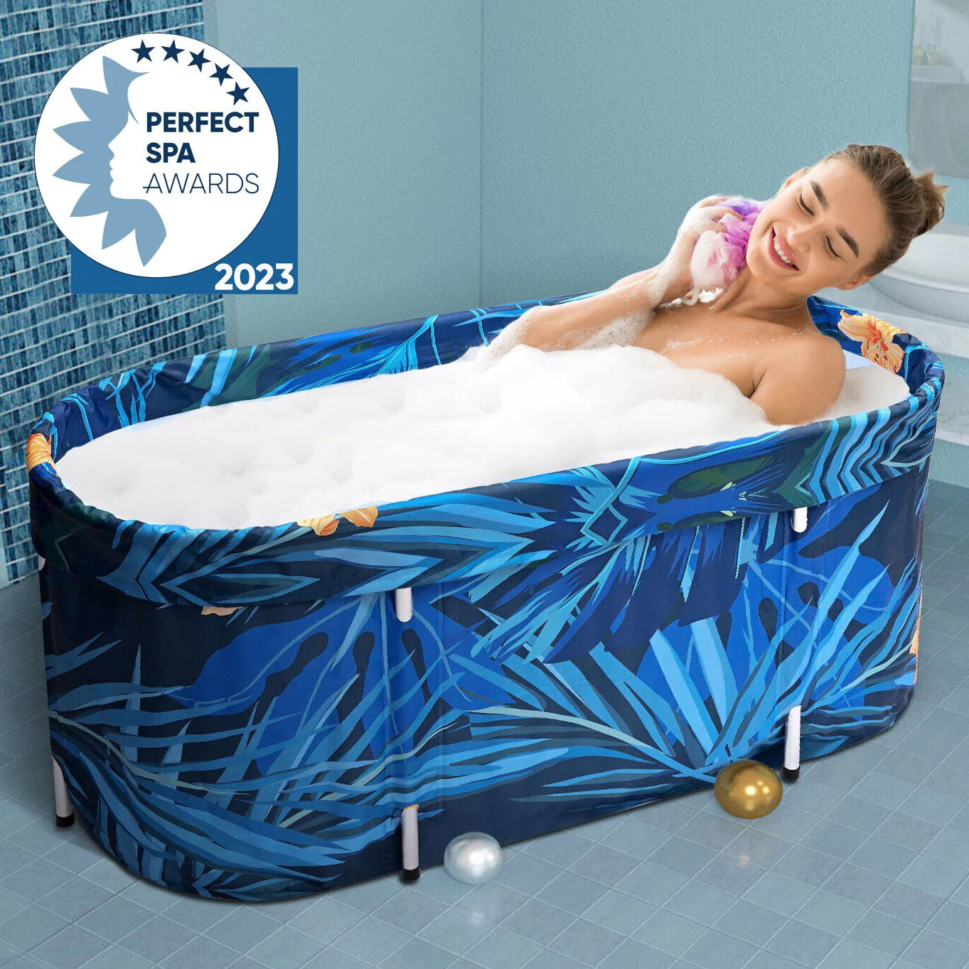 De-Stress Portable Folding Soaking Bathtub For Adults – Blue