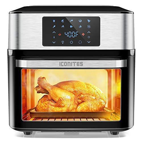 Iconites 10-in-1 Air Fryer Toaster Oven, 20 Quart, 1800W, Silver/Black