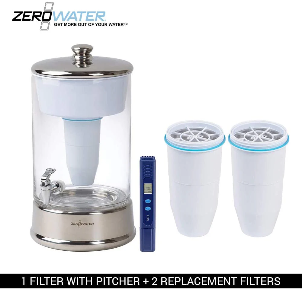 ZeroWater 40 Cup Ready-Pour Glass Water Dispenser With Water Quality Meter – BPA-Free