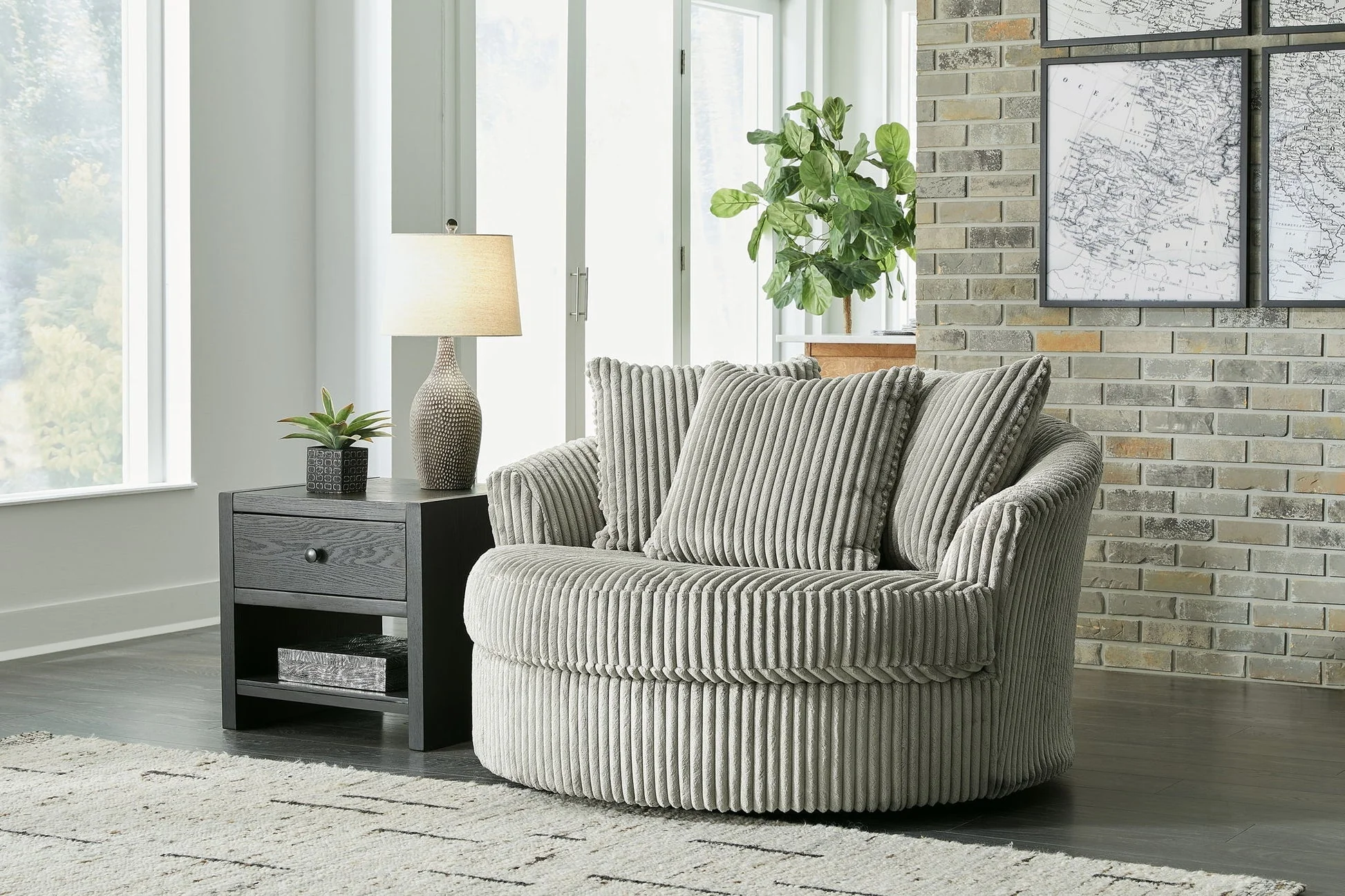 Ashley Furniture Oversized Swivel Accent Chair, 56in W x 35in H x 55in D