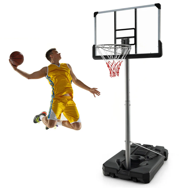 Portable Outdoor Basketball Hoop System, 64-79 inch Adjustable Height, 44 inch Backboard, Black