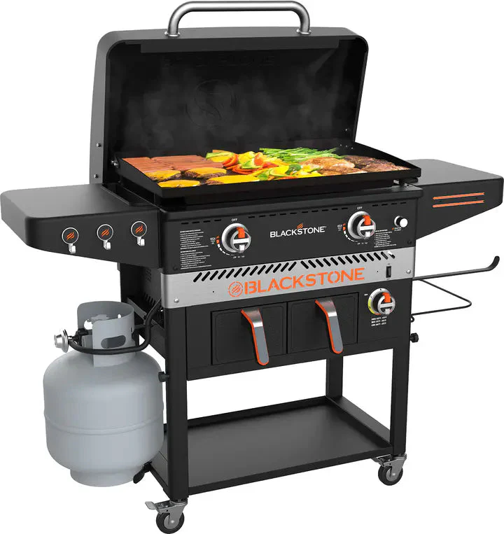 Blackstone Outdoor Griddle Station With Air Fryer Combo, Two Burners, Stainless Steel, 28 inch, Black – 1962