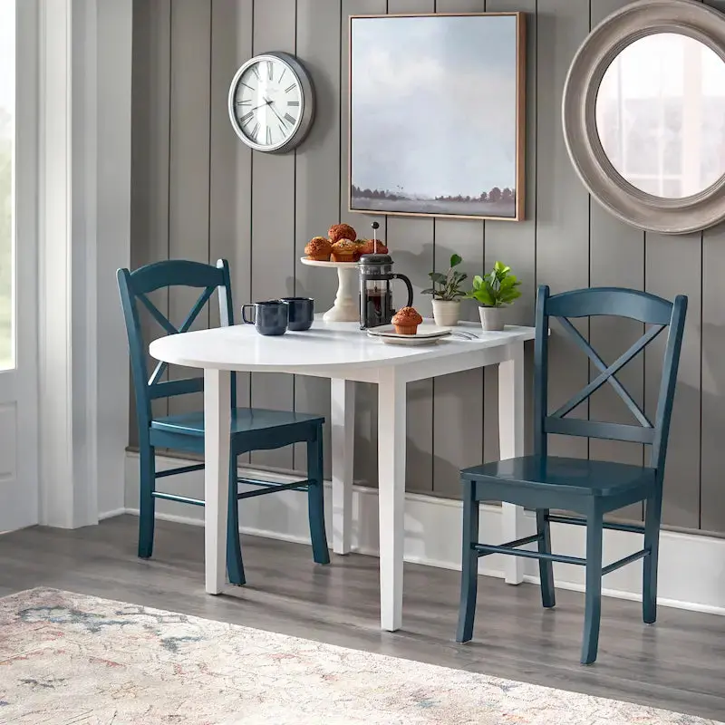 Simple Living Country Cottage 3-Piece Drop-Leaf Dining Set – Rustic Farmhouse Style