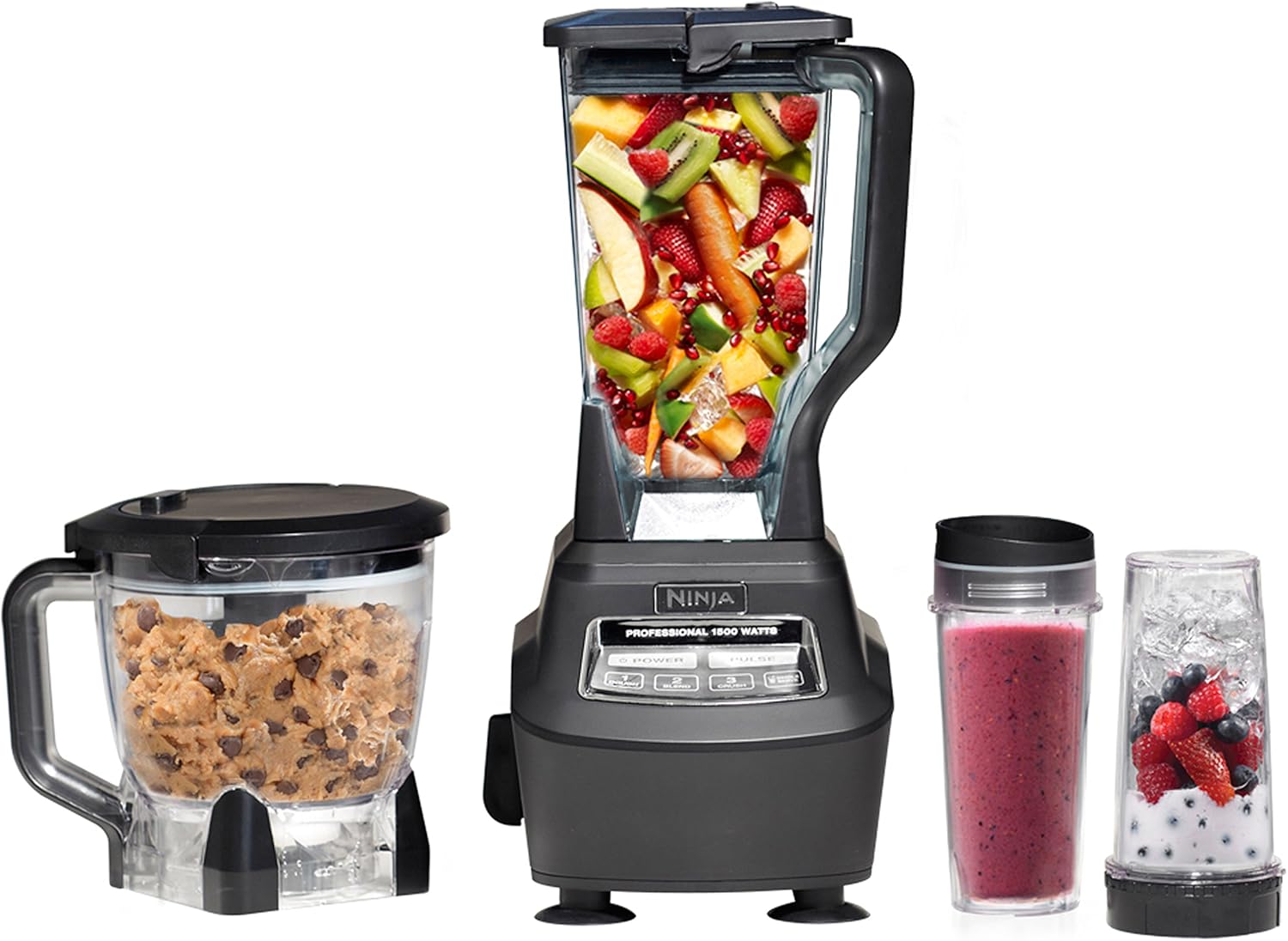 Ninja Mega Kitchen System, 1500W Blender And Processor, 72oz Pitcher, 64oz Bowl, 2 16oz To-Go Cups, Black – BL770