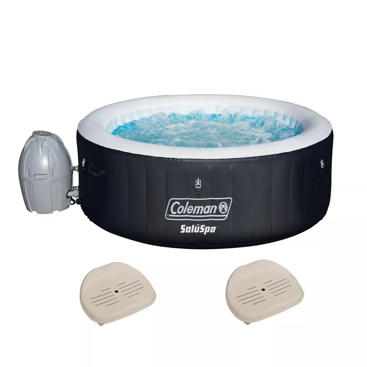 Coleman Inflatable Hot Tub 4-Person 192 Gallon 60 AirJets With 2 Seating Accessories – SaluSpa