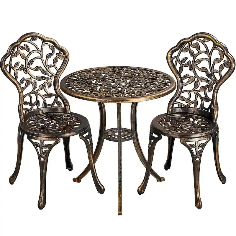 Yaheetech 3-Piece Aluminum Patio Bistro Set With 2 Chairs And Table – Antique Finish