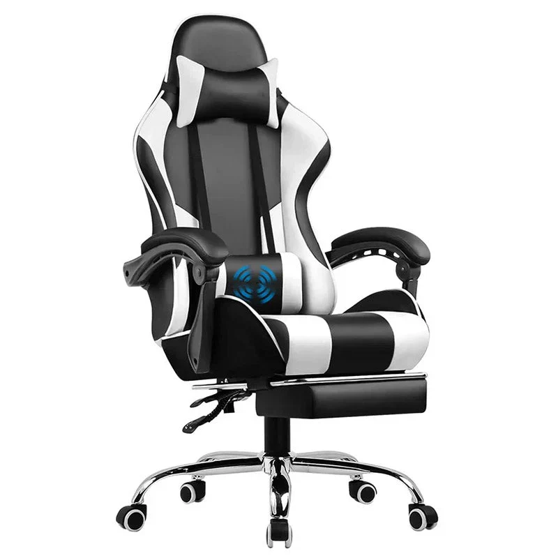 Gaming Computer Chair With Footrest, Lumbar Support And Height Adjustment
