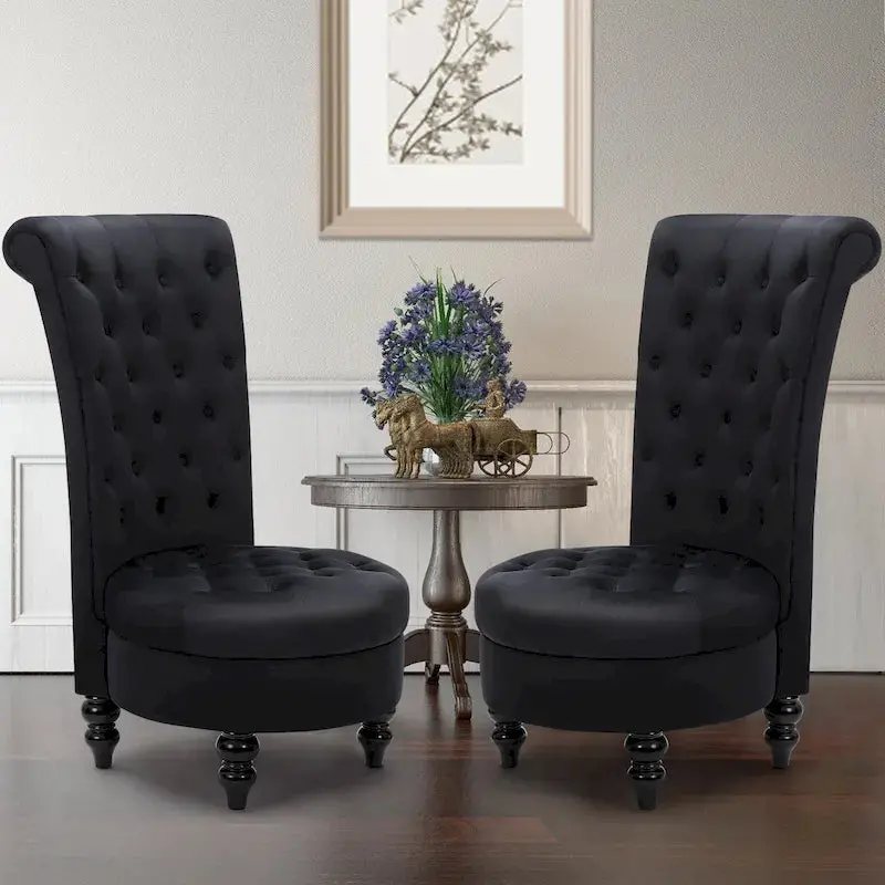 AVAWING Pair Of Royal-Themed Throne Chairs – Rubberwood Frame