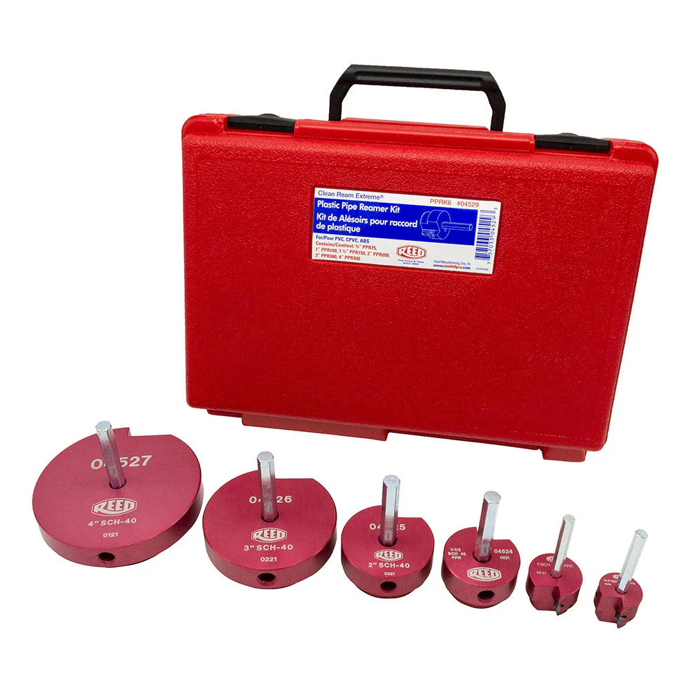Reed Plastic Pipe Fitting Reamer Kit, 6-Piece With Case – PPRK6 (04529)